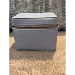 Talbots Blue Saffiano Leather Travel Jewelry Case Makeup Organizer Box Mini
